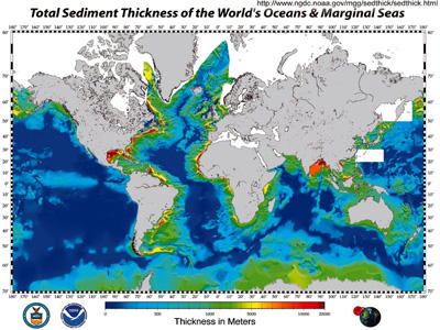 мощности осадков в мировом океане
